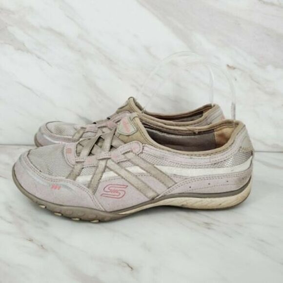 Skechers‎ Relaxed Fit Womens 8.5 Memory Foam Tan Pink Slip On Shoes 22451 - Picture 2 of 7